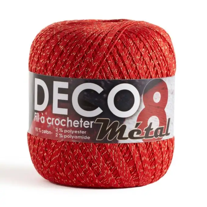 Gomitolo di filo per uncinetto Deco8 Metallo - Rosso