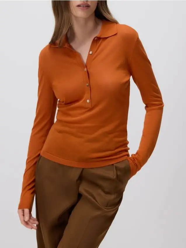 Camicia polo in lyocell Colore rame