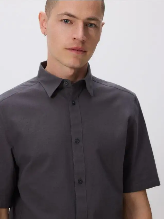 Camicia a maniche corte regular fit Colore grigio scuro