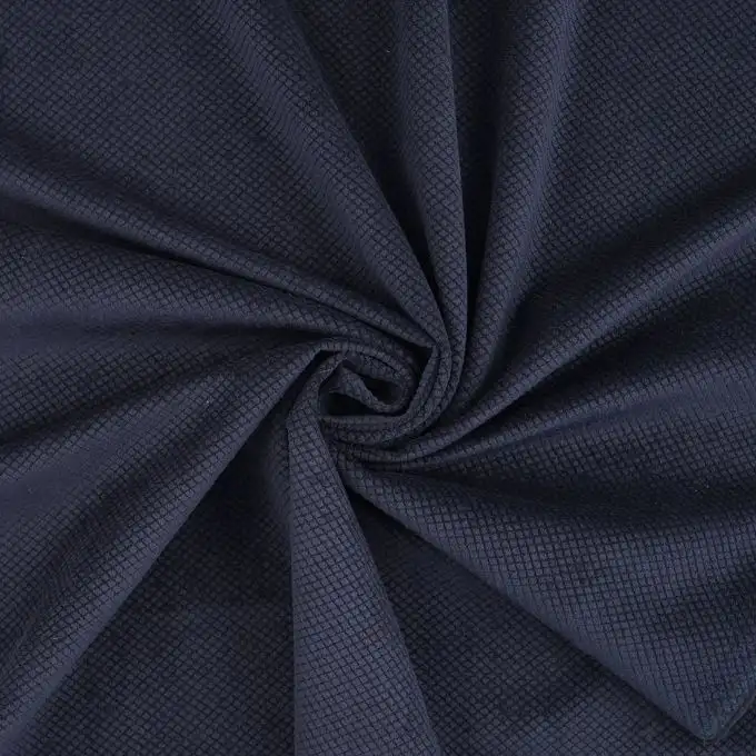 Tessuto velluto micro motivo blu navy