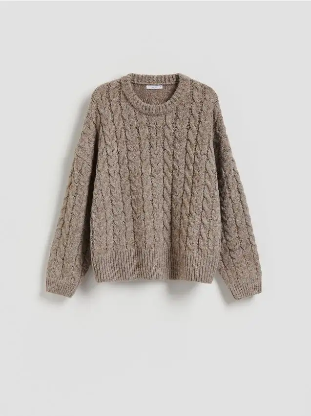 Maglione con trecce Colore talpa