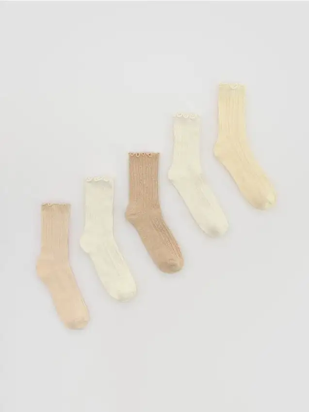 Confezione da 5 paia di calzini strutturati Colore rosa pastello