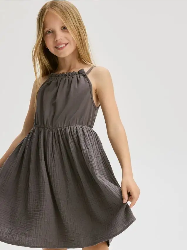 Vestito con fondo in mussola Colore grigio scuro