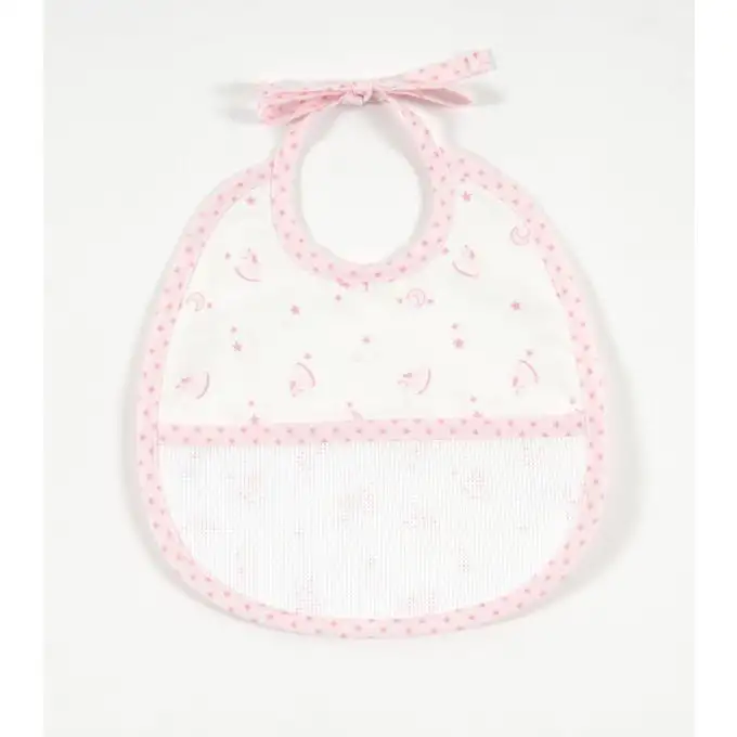 Bavaglino 3 mesi rosa da ricamare