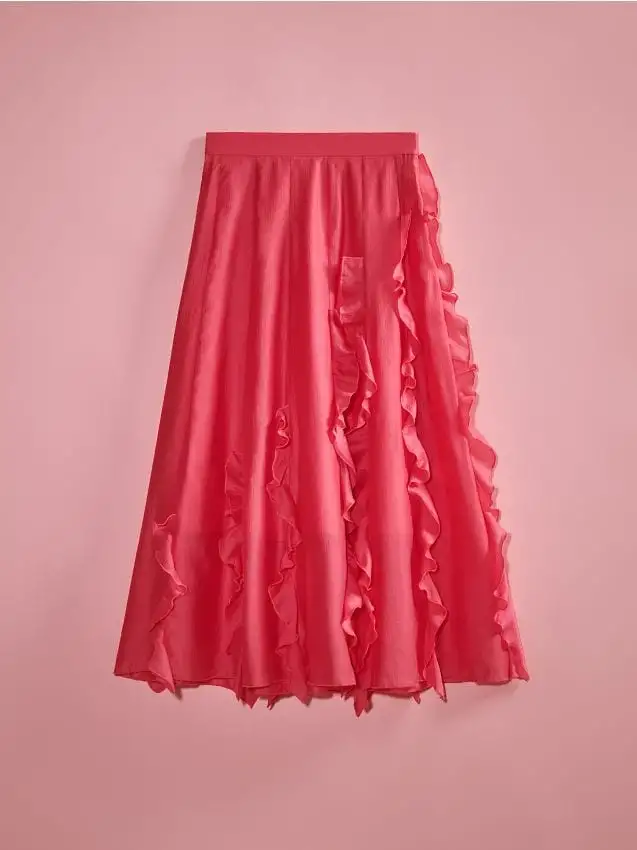 Gonna midi in lyocell Colore rosa shocking