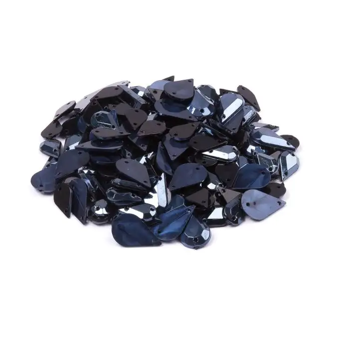 Paillettes nere a forma di goccia da cucire 8x13mm e 6x10mm