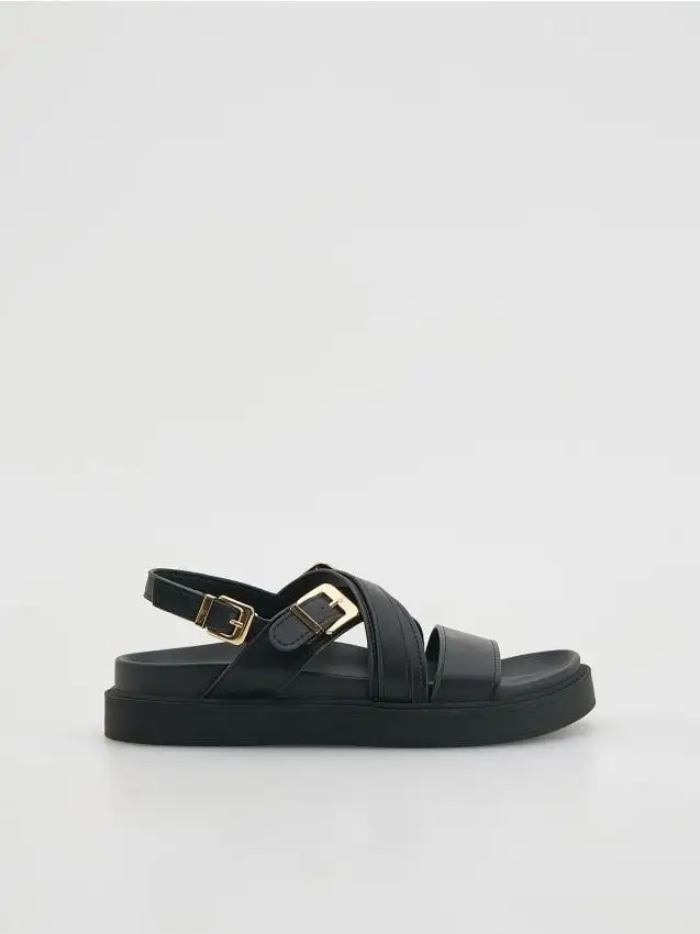 Sandali in pelle con fibbie Colore nero