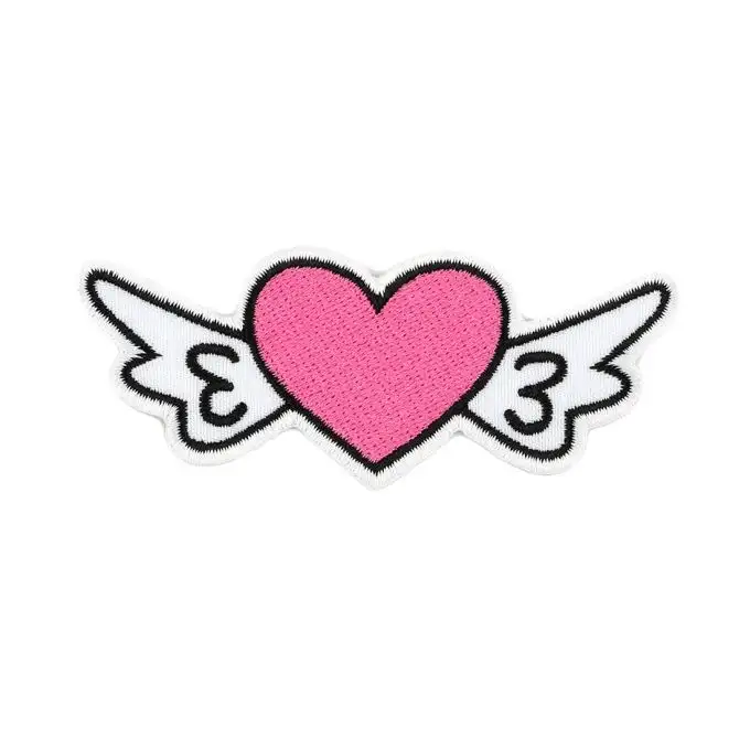 Ecusson termoadesivo cuore alato rosa