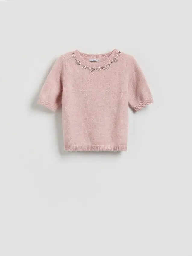 Maglione con applicazione decorativa Colore rosa pastello