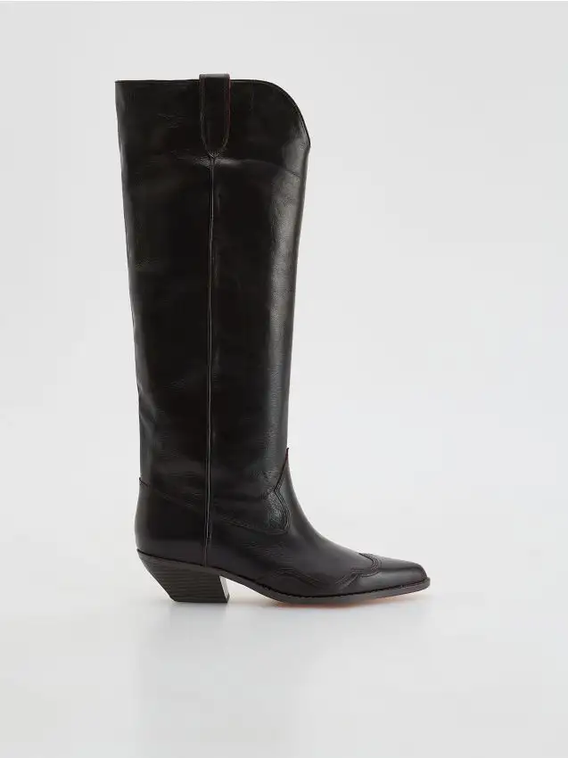 Stivali al ginocchio in pelle Colore maroon