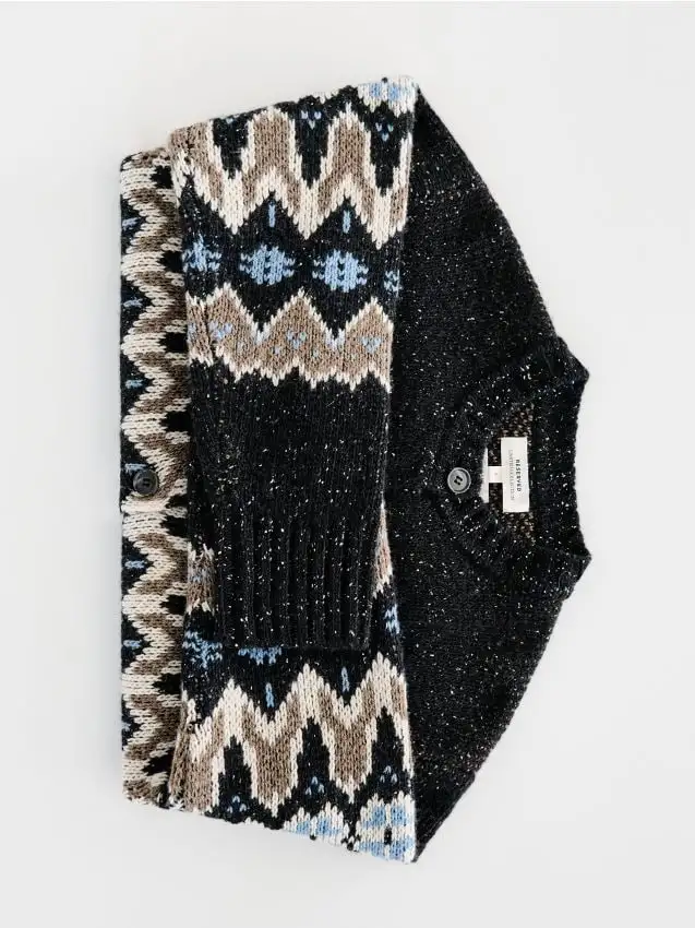 Cardigan in lana a motivi Colore multicolore