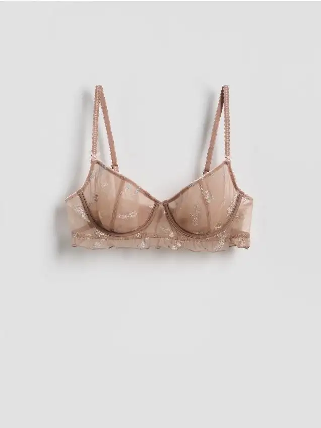 Reggiseno a rete ricamato Colore marrone dorato