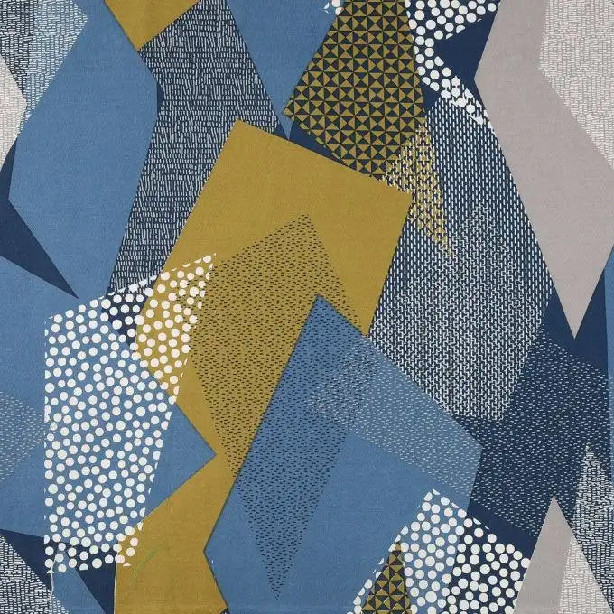 Tela per lenzuola cotone motivi astratti blu