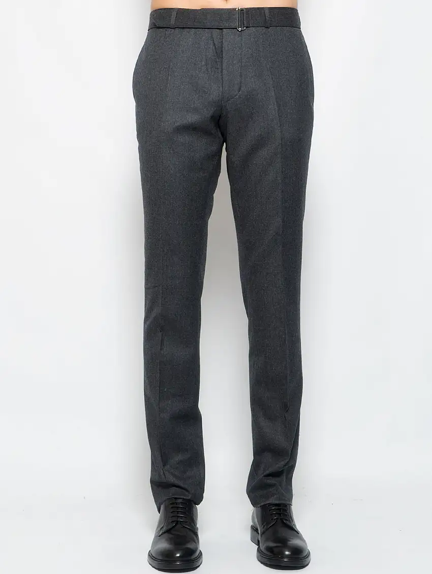 Pantaloni Paul in Lana con Cintura Grigio
