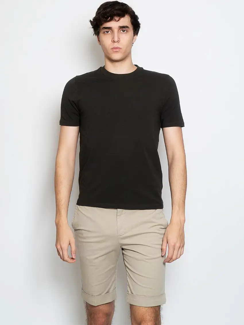 T-shirt in Jersey di Cotone Stretch Militare