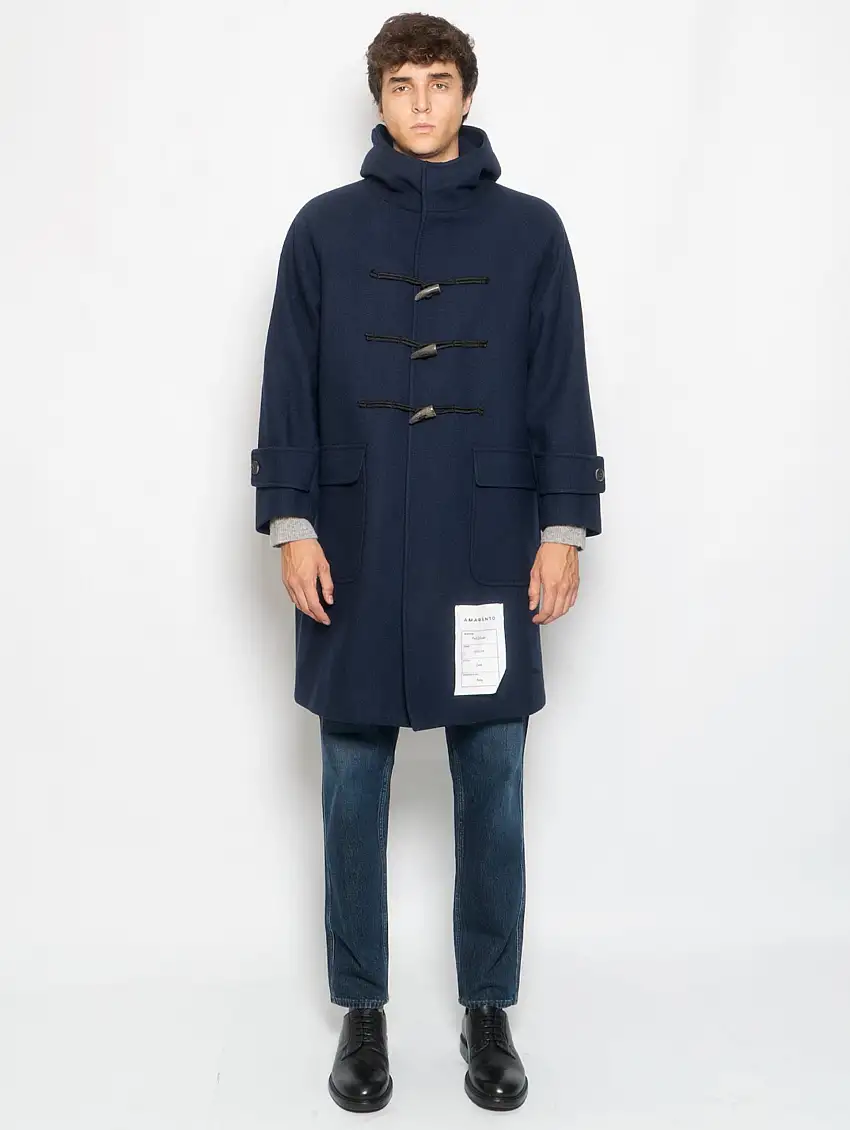 Cappotto Montgomery Lungo in Twill Navy