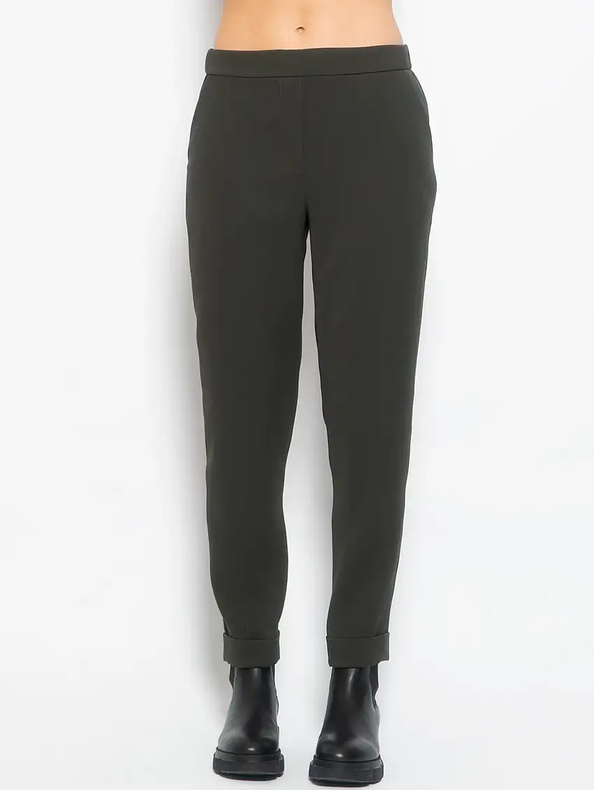 Pantaloni con Elastico in Vita Verde Oliva