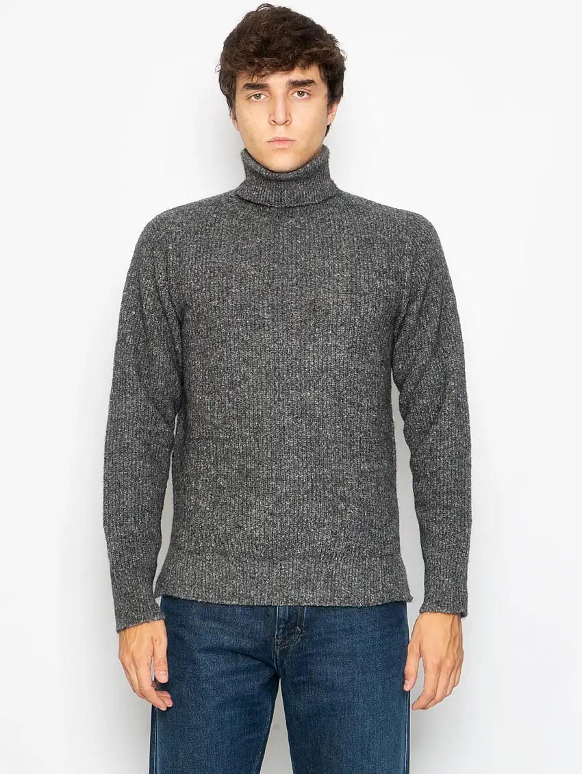 Maglia a Costa Inglese Collo Alto Grigio