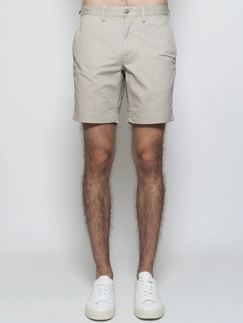 Short in Cotone Straight-Fit Khaki