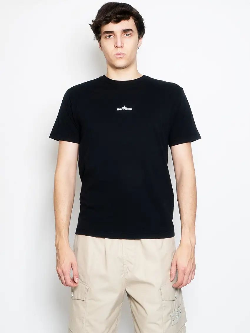 T-shirt Girocollo con Stampa Istituzionale Nero