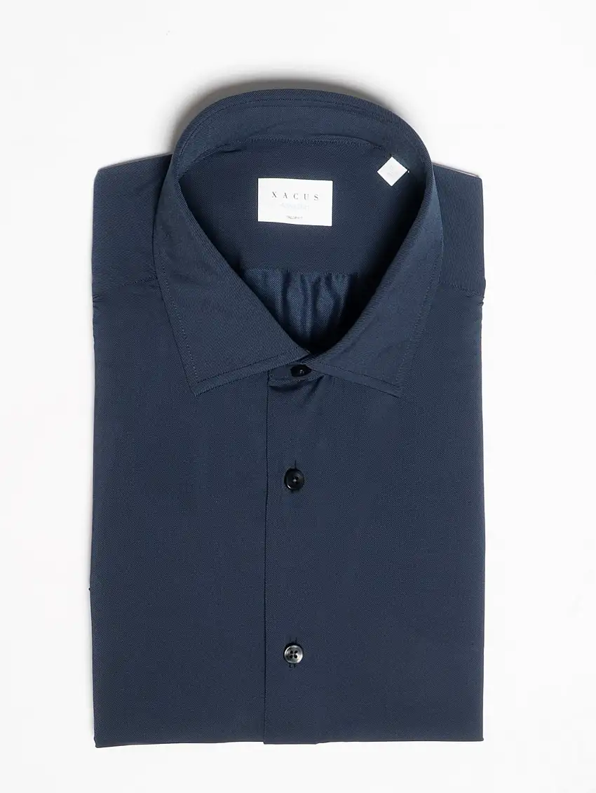 Camicia in Twill Stretch Performante Blu Scuro