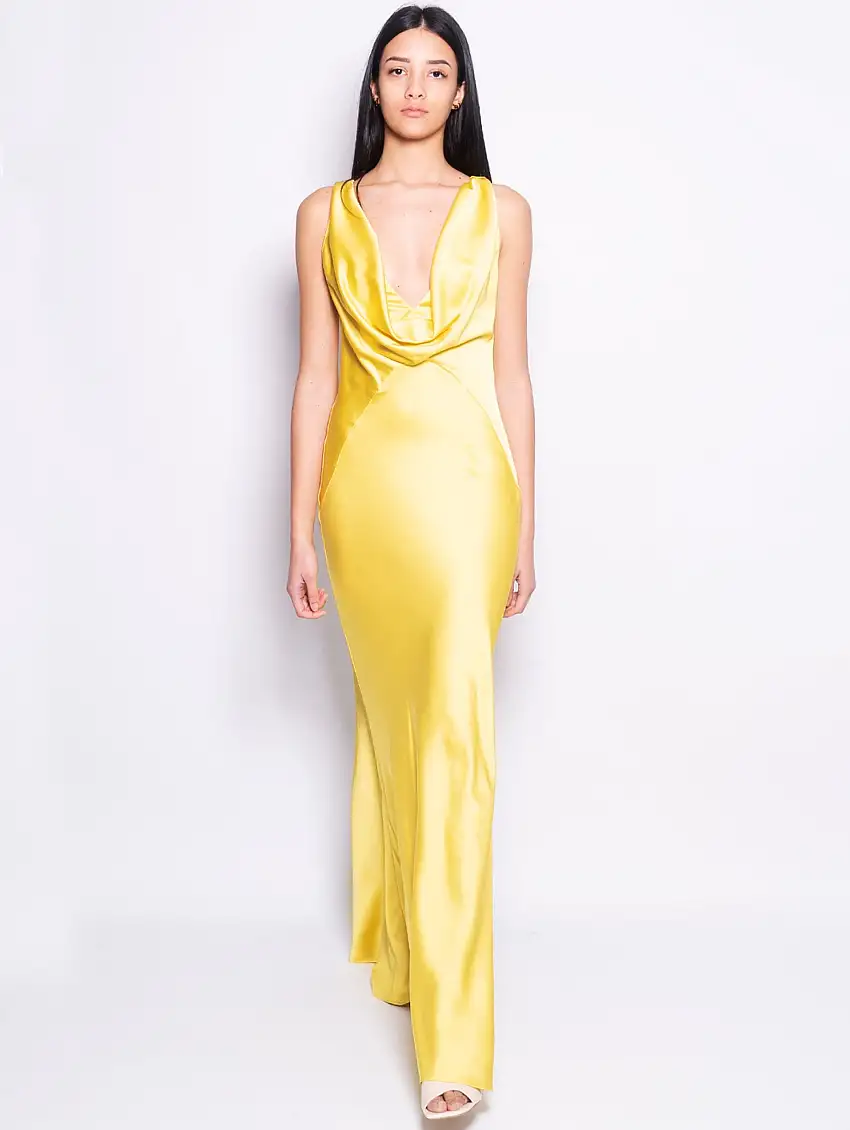 Abito Lungo in Raso Giallo
