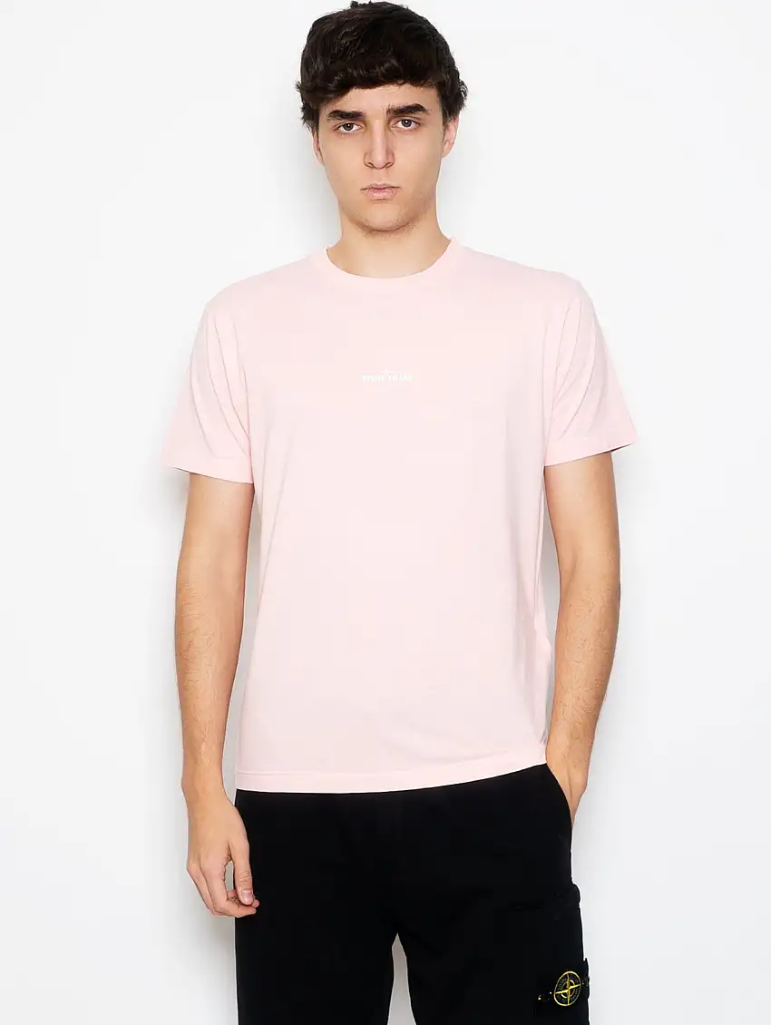 T-shirt Girocollo con Stampa Istituzionale Rosa