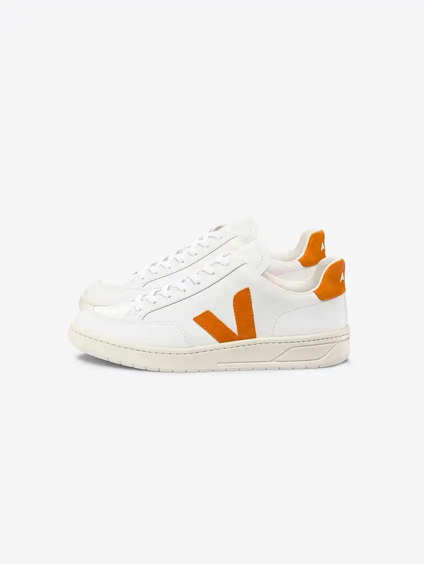 Sneakers in Pelle Sostenibili da Donna V-12 Bianco/Arancio
