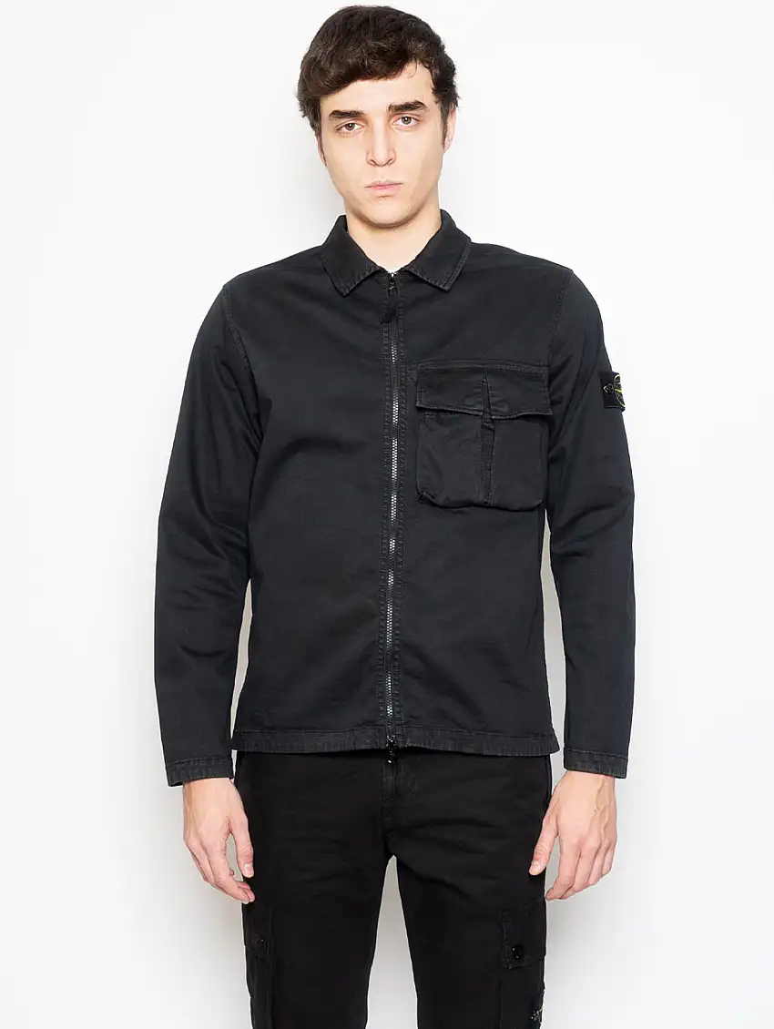 Camicia Over in Twill di Cotone Nero