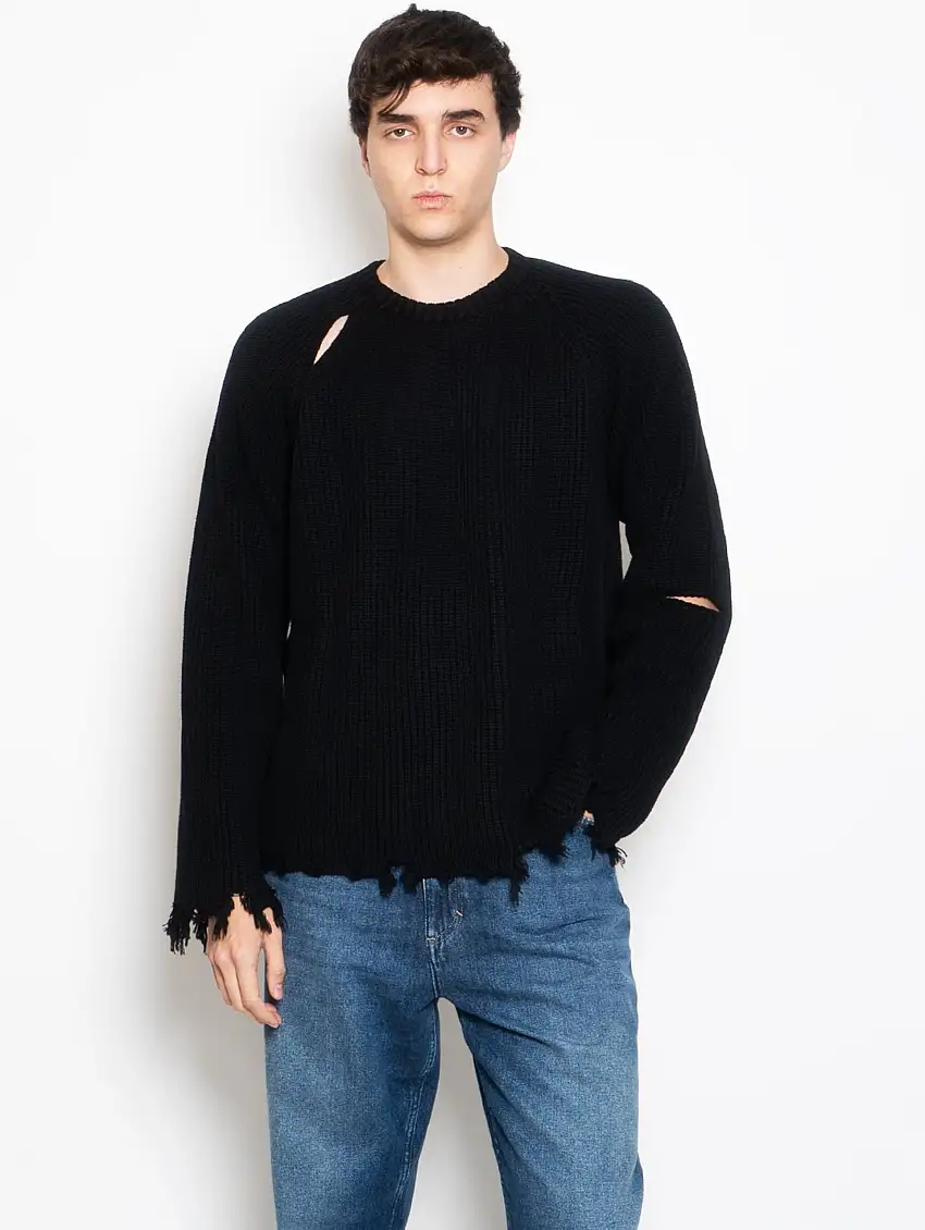 Maglia Girocollo Destroyed Nero