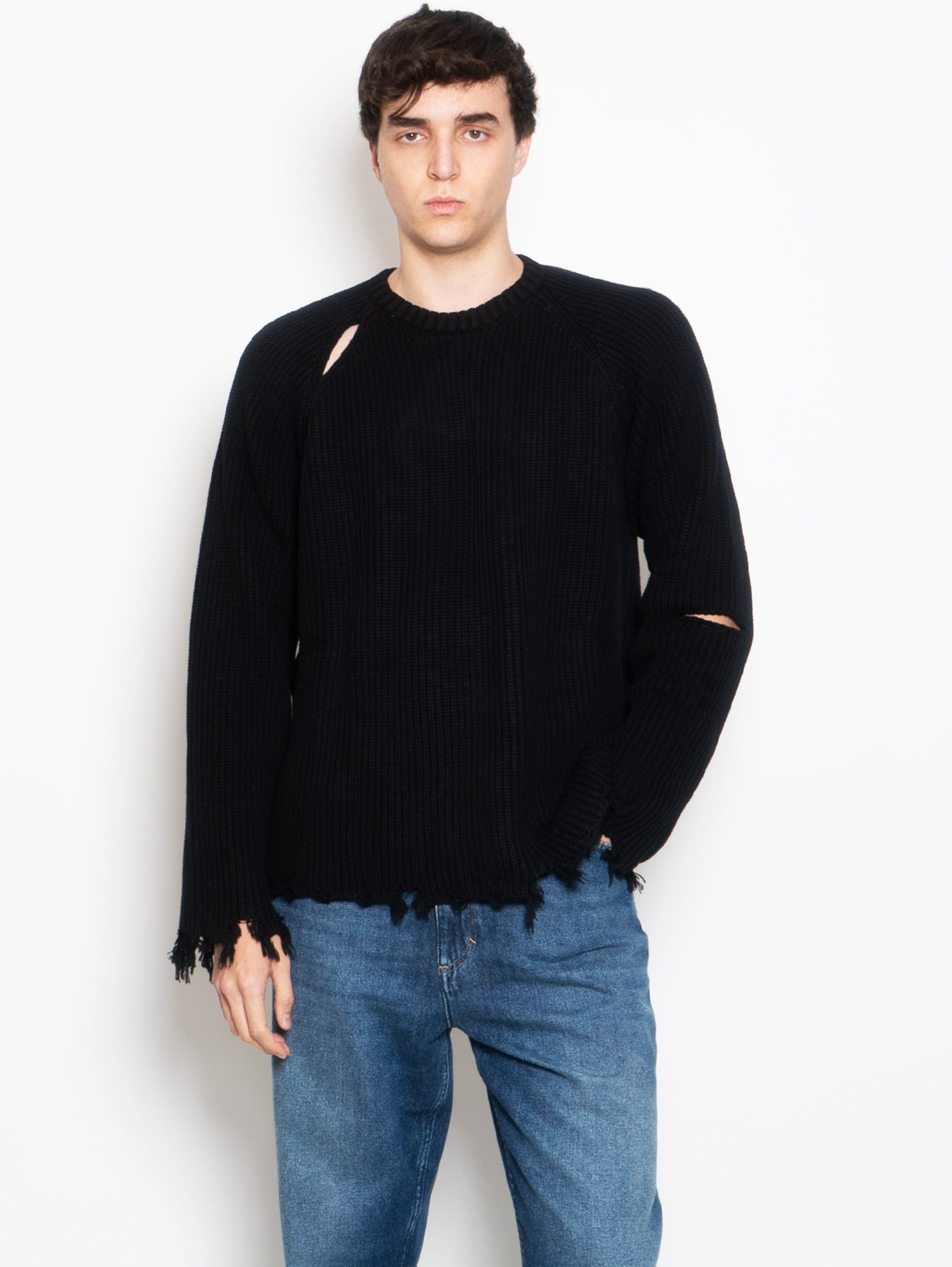 Maglia Girocollo Destroyed Nero