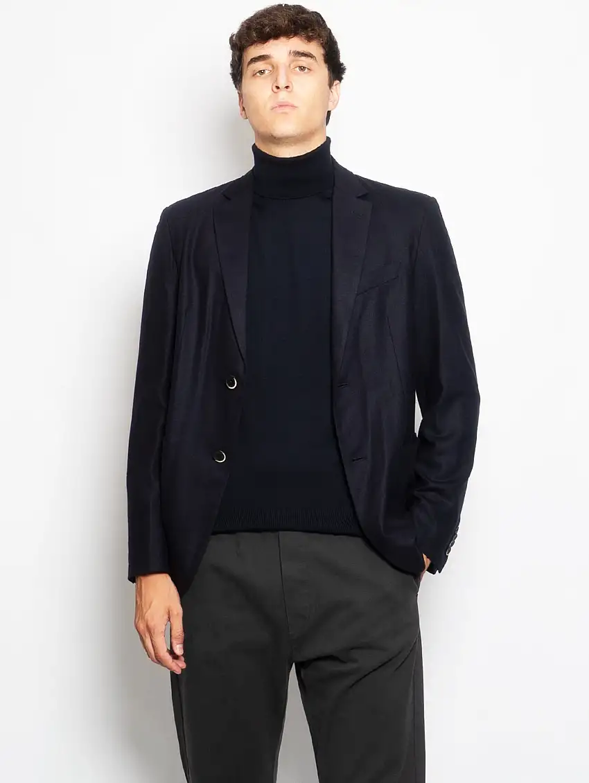 Giacca Borgo in Jersey di Lana Blu