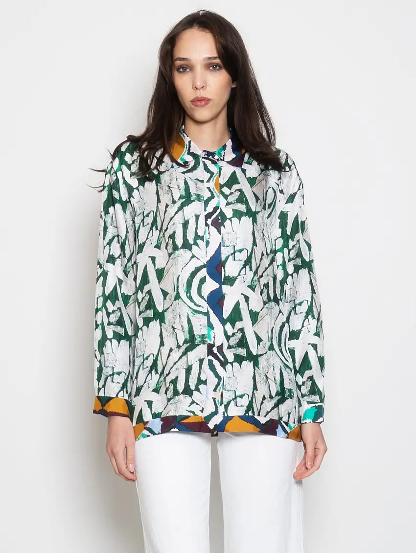 Camicia in Seta Stampata Multi Color