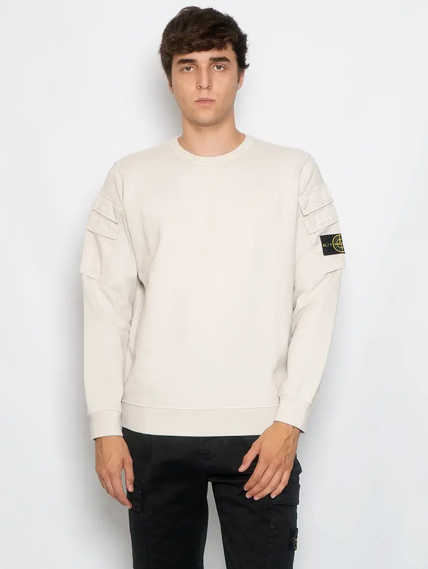 Felpa in Cotone con Tasche Stucco