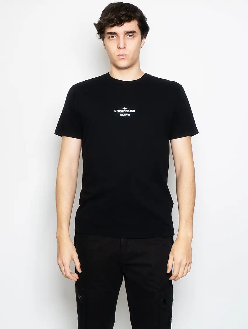 T-shirt Archivio con Stampa Nero