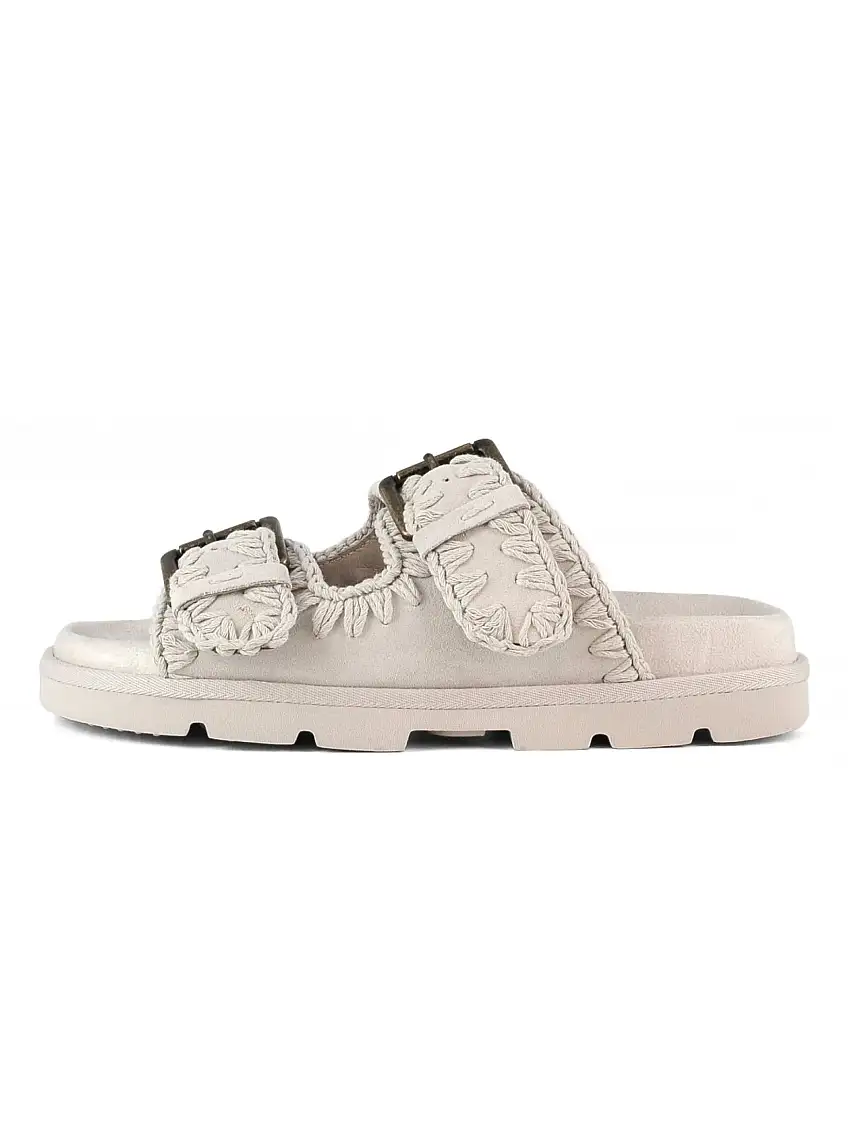 Sandali con Fibbia in Pelle Bio Gesso