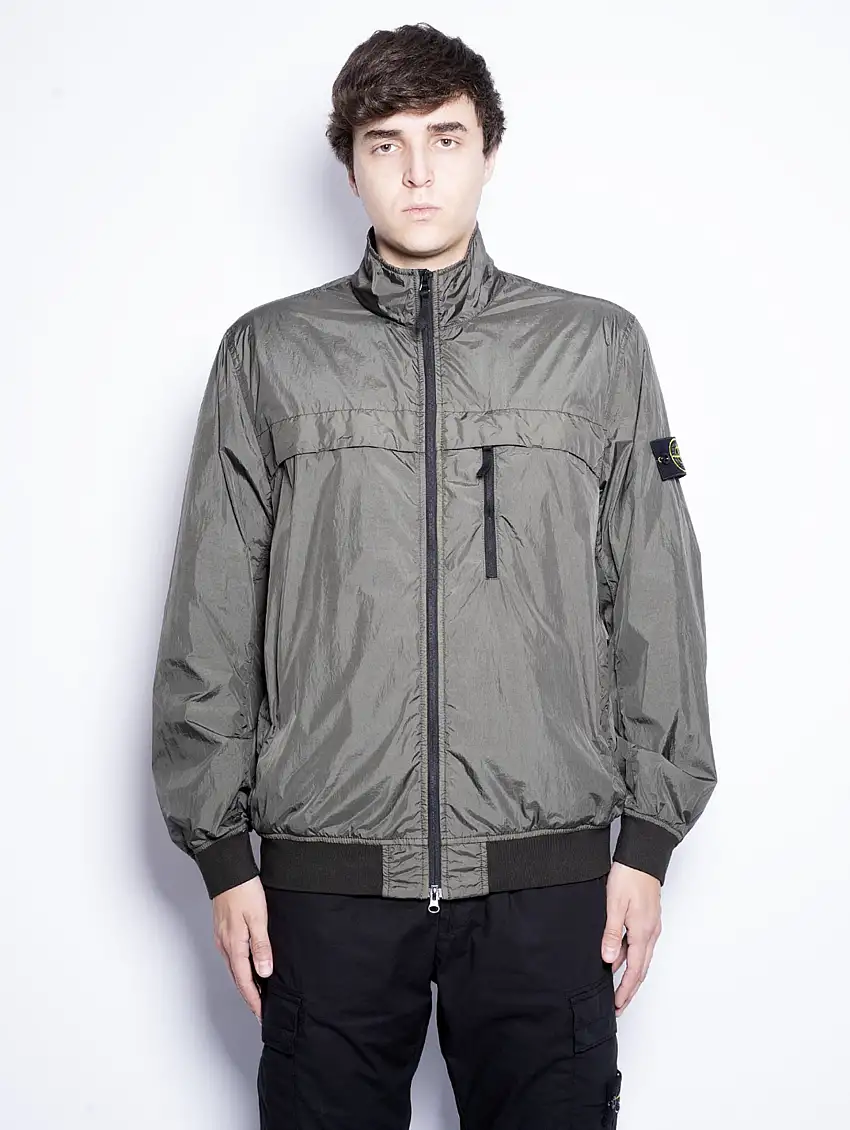 Giacca in Reps di Nylon Crinkle Muschio