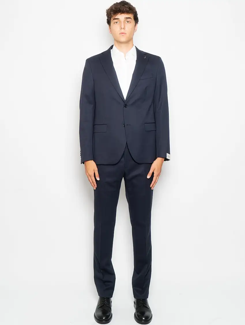 Completo in Lana Stretch Slim Blu