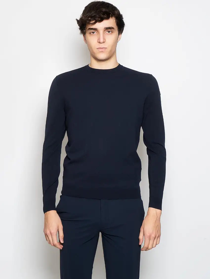 Maglia Girocollo in Filato Tecnico Blu