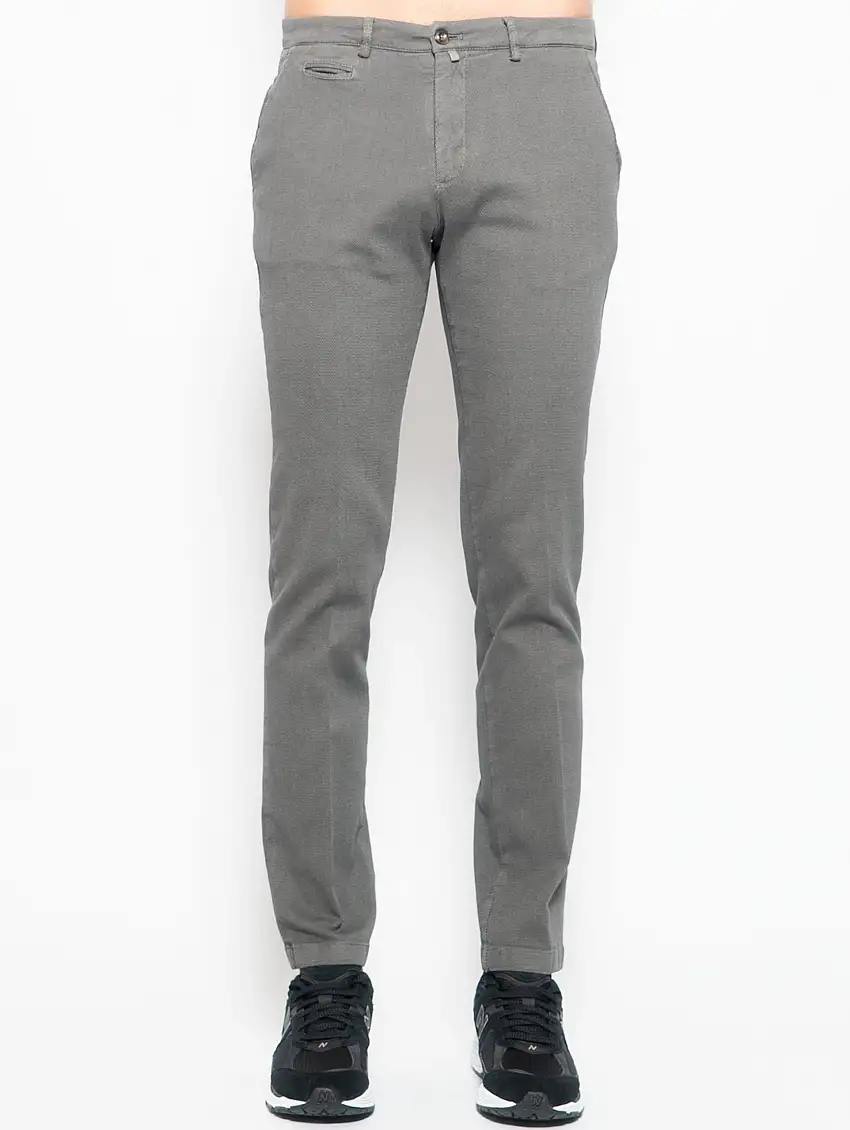 Pantaloni Chino in Cotone Armaturato Salvia