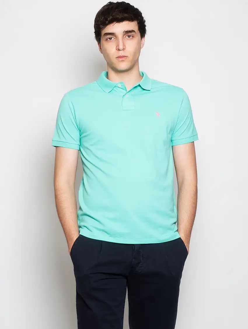 Polo in Piquet Slim Fit Verde