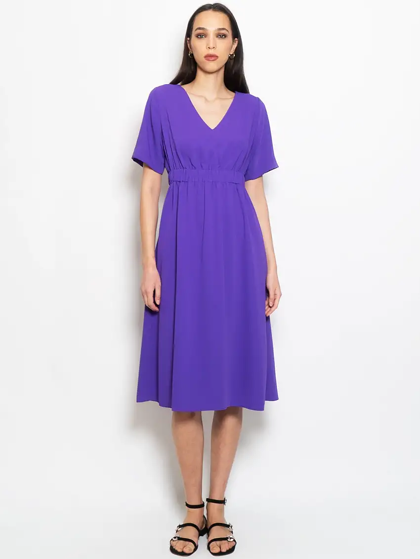 Abito Midi con Maniche Corte Viola