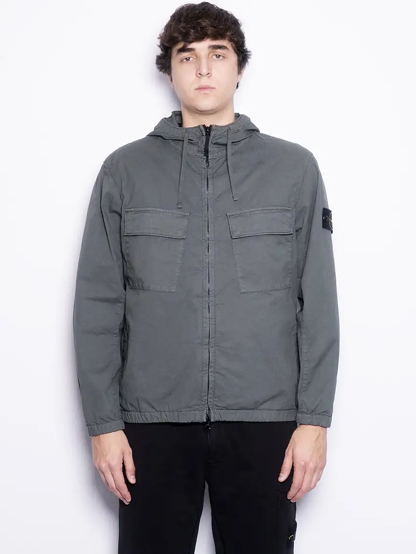 Giubbotto in Twill di Cotone Supima Tinto in Capo Muschio