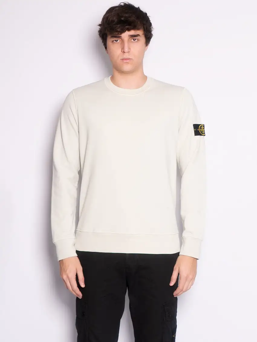 Felpa Girocollo Tinta in Capo Pistacchio