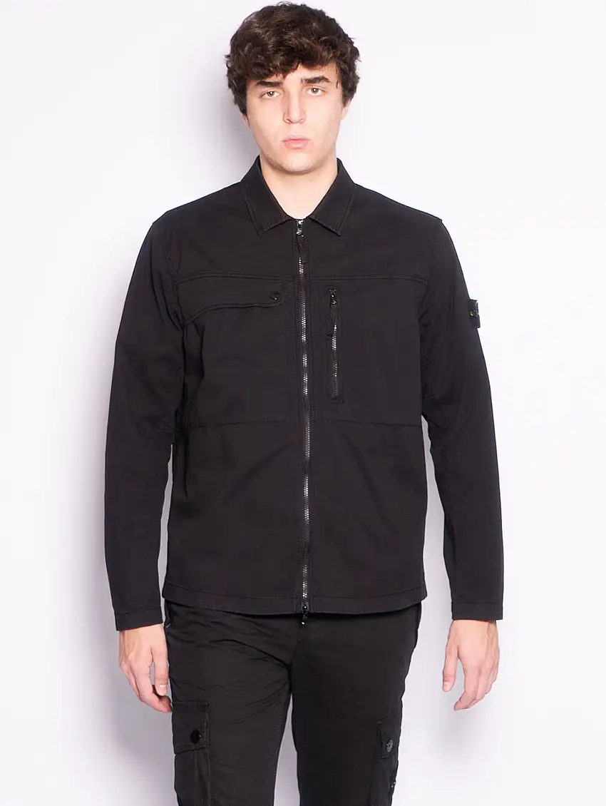 Overshirt in Twill di Cotone Supima Nero