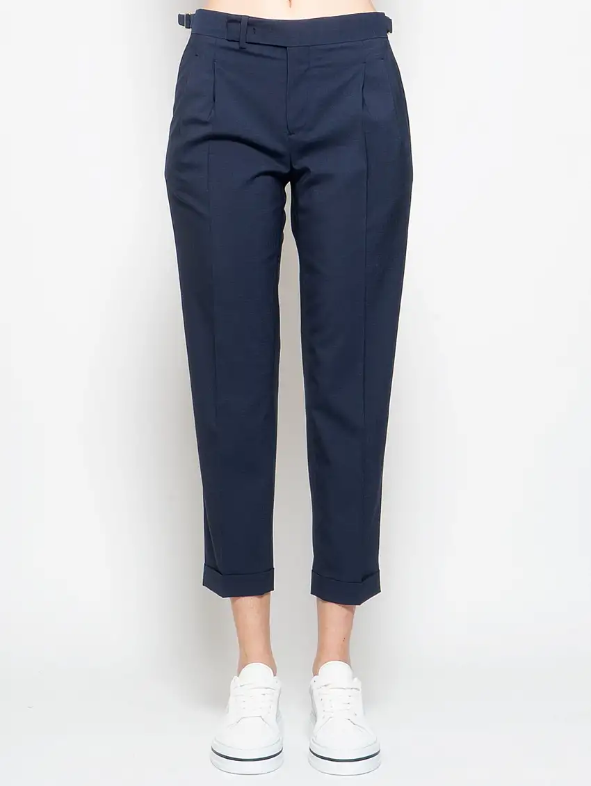 Pantaloni con Doppia Pinces Blu