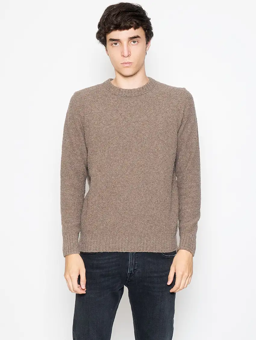 Maglia Girocollo in Pile Tricot Tortora