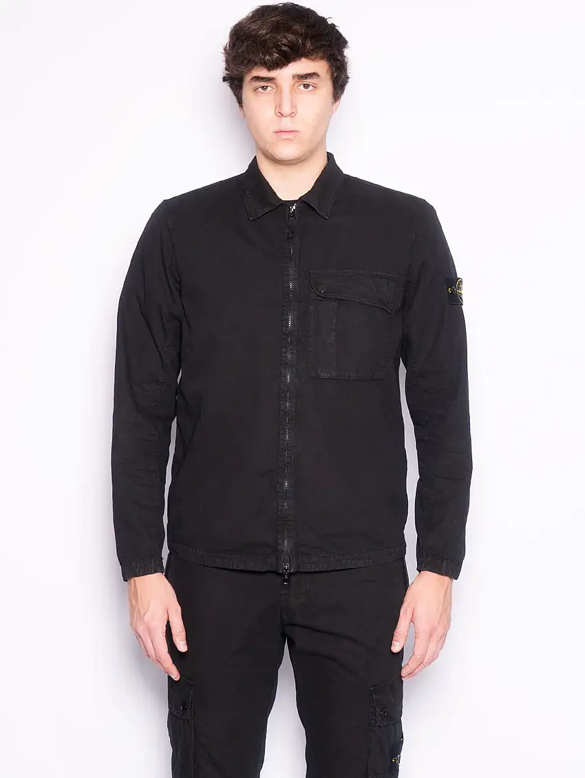 Overshirt Tinta in Capo Effetto Old Nero