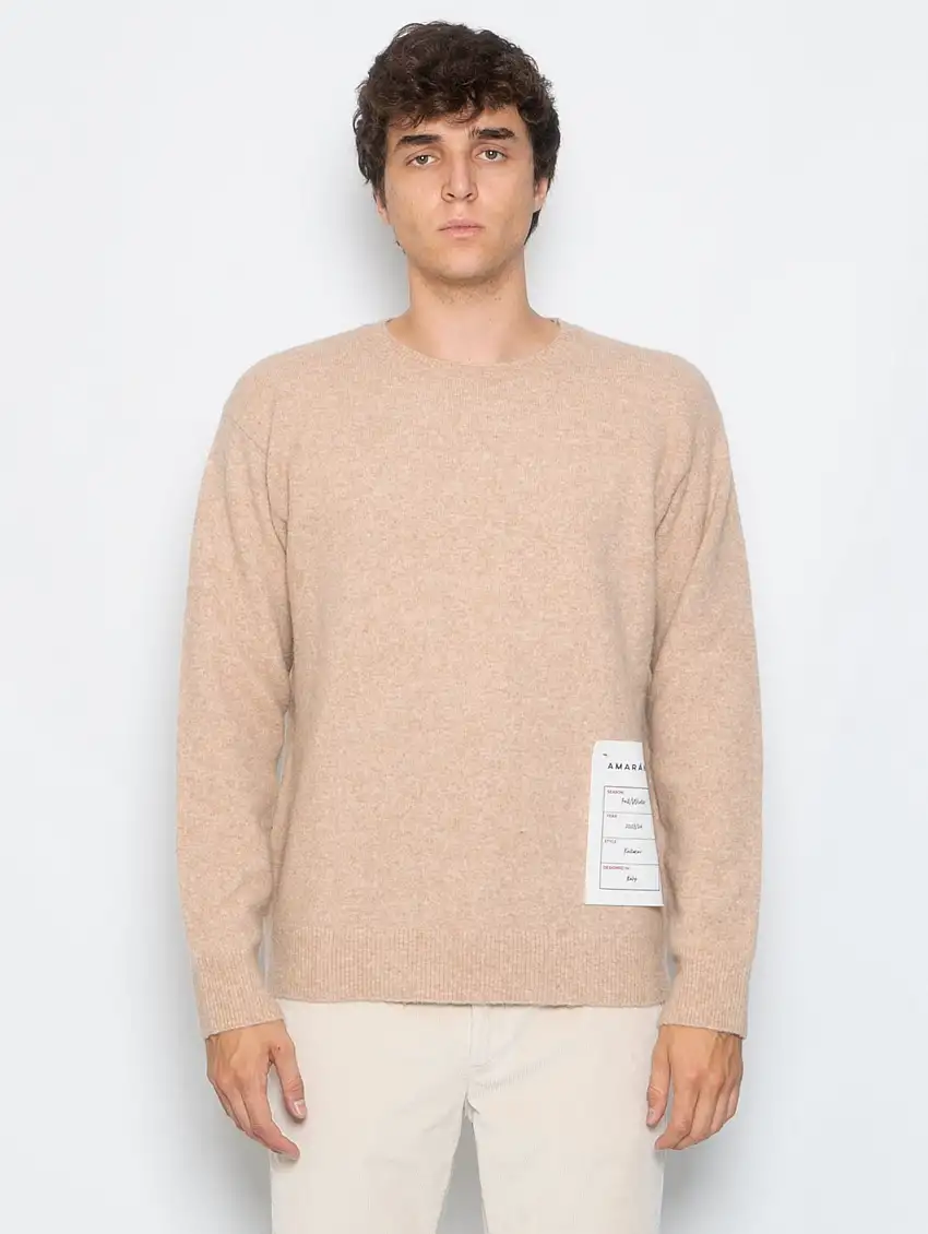 Maglia Girocollo in Lana Beige