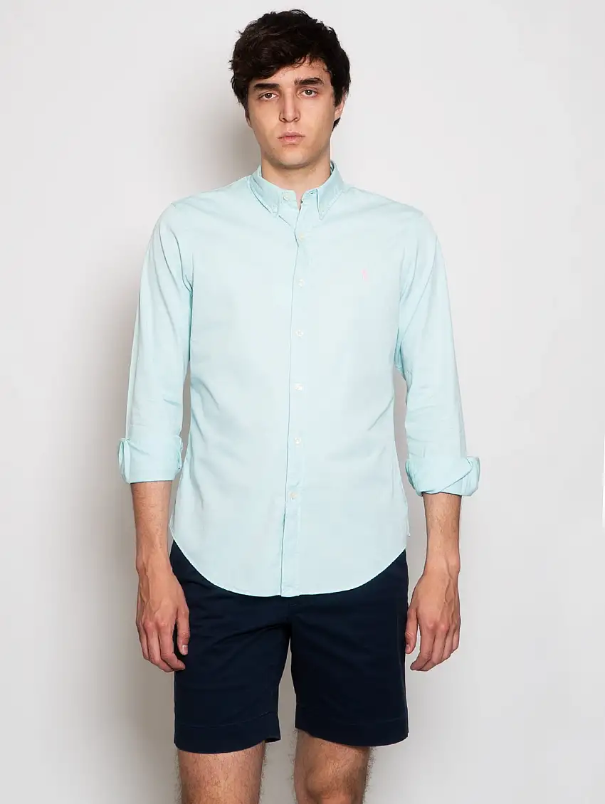 Camicia Slim Fit in Twill di Cotone Acqua